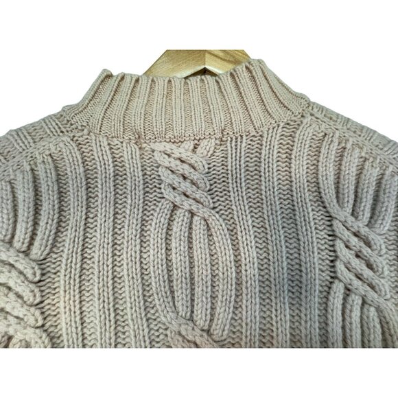 Valerie Stevens 100% Lambswool Fisherman Cable Knit Tunic Sweater L Pale Pink - Picture 9 of 11